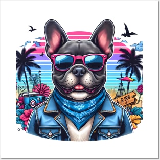 Funny French Bulldog with Sunglasses Posters and Art